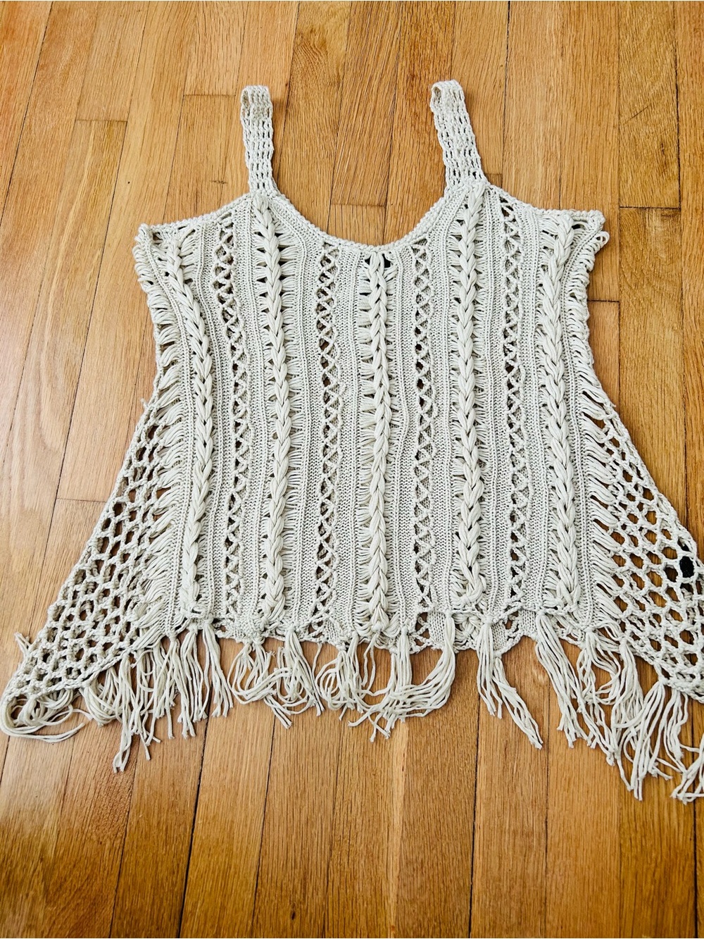 Angie Cream Crochet Fringe Tank Top - Picture 3 of 4